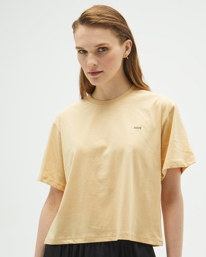 Bej Oversize Crop T-shirt