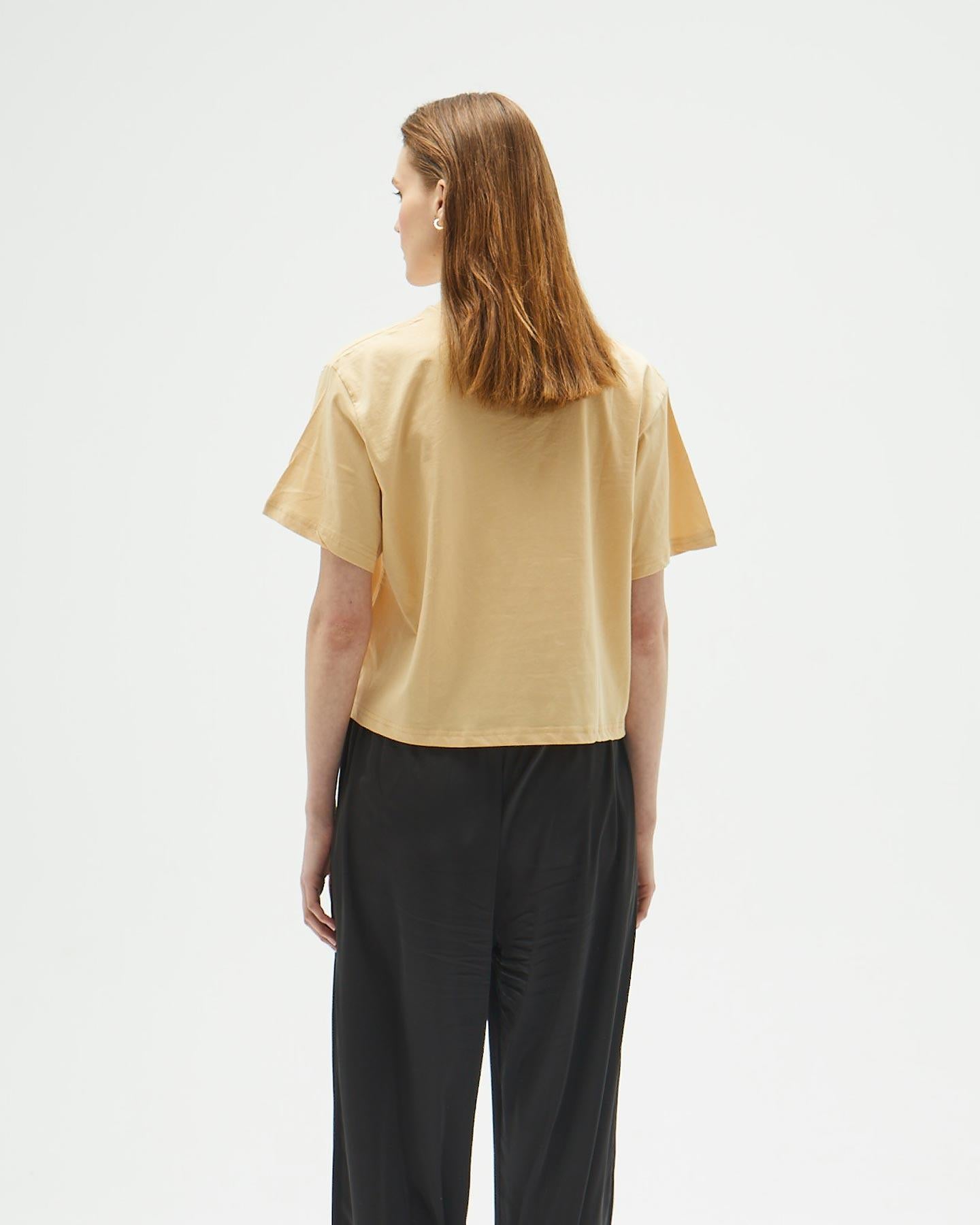 Bej Oversize Crop T-shirt