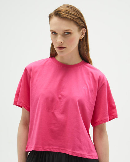 Fuşya Oversize Crop T-shirt