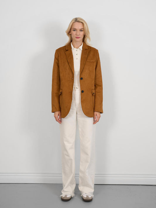 Süet Blazer Ceket Camel